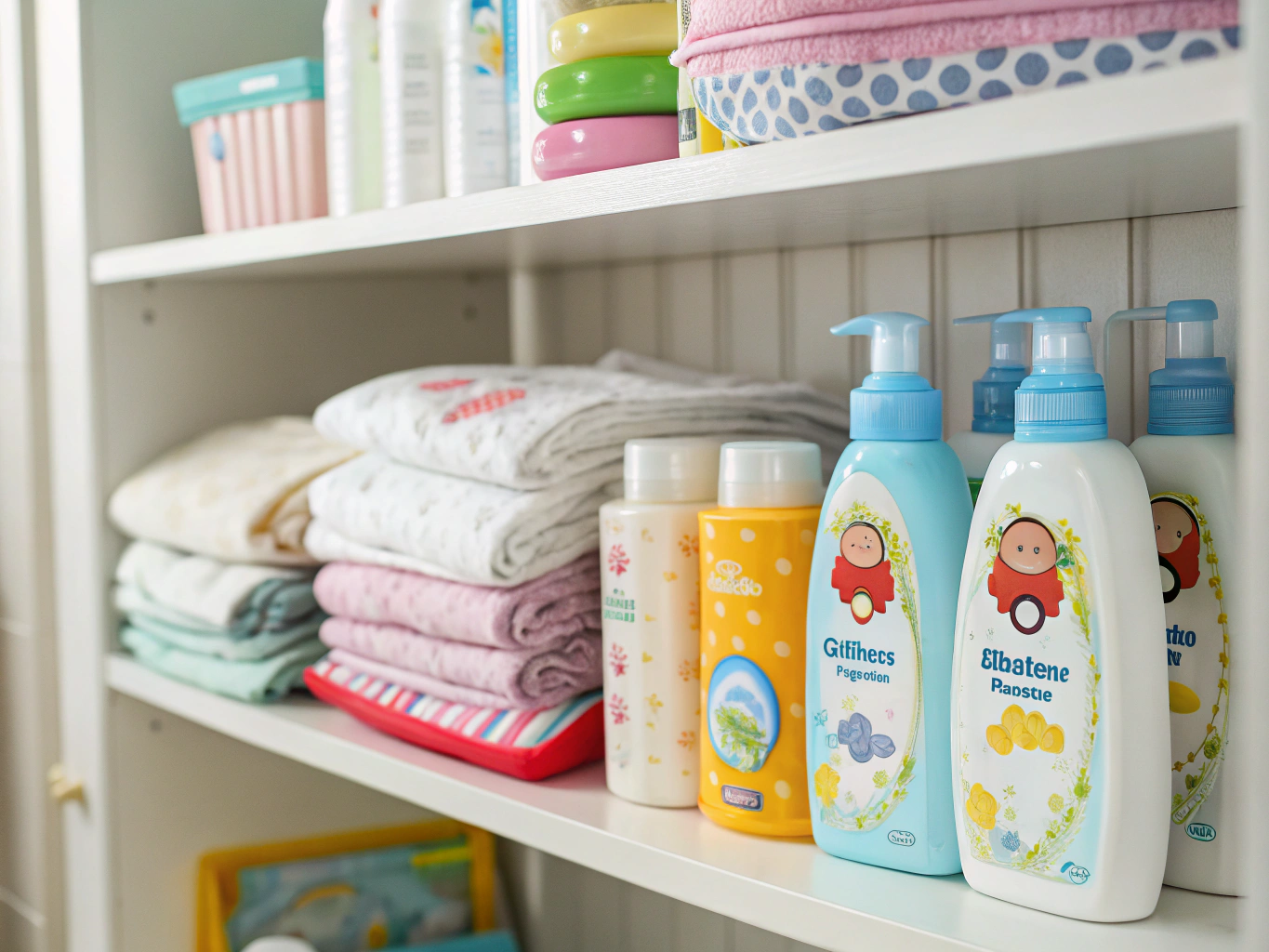 Shelves stocked with baby essentials
